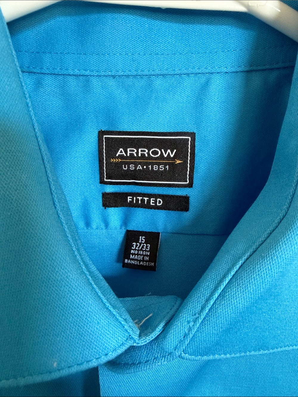 Arrow Men’s Long-Sleeve Dress Shirt in Bright Turquoise Size 15 32/33 - Picture 2 of 9
